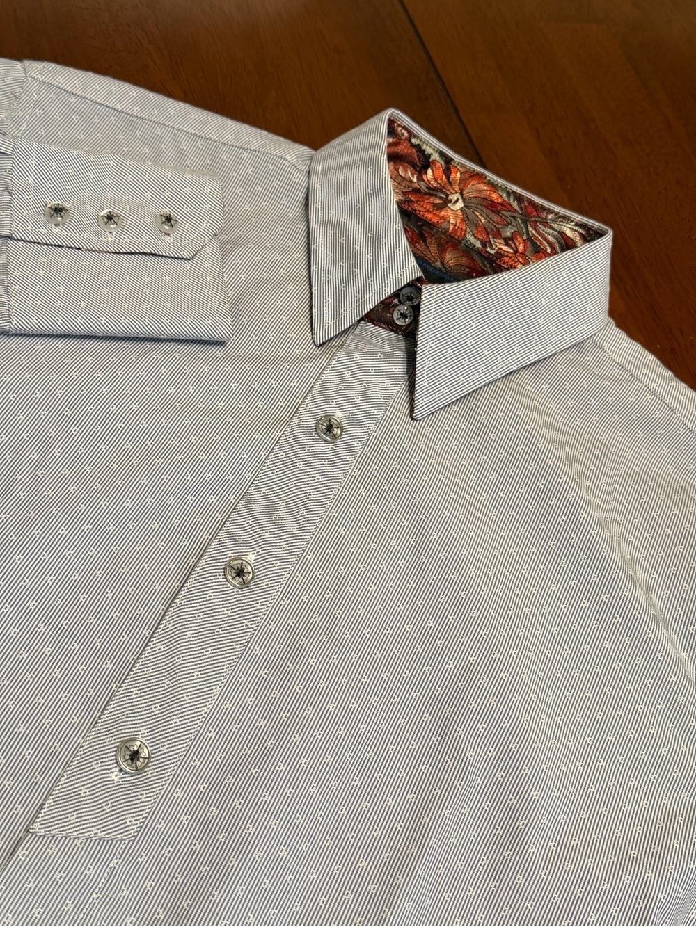 Scott Weiland The Collection Men's Medium Gray Geometric Shirt Flip Cuff Floral